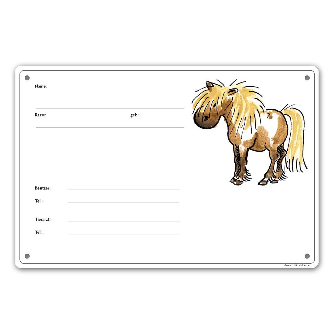 Brauner Boxen-Schild Comic-Schild Isländer Wikinger-Pony 
