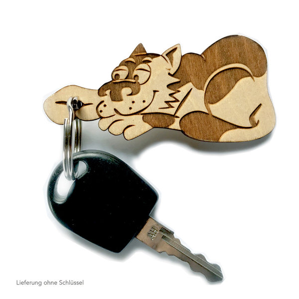Holz-Schlüsselanhänger Katze